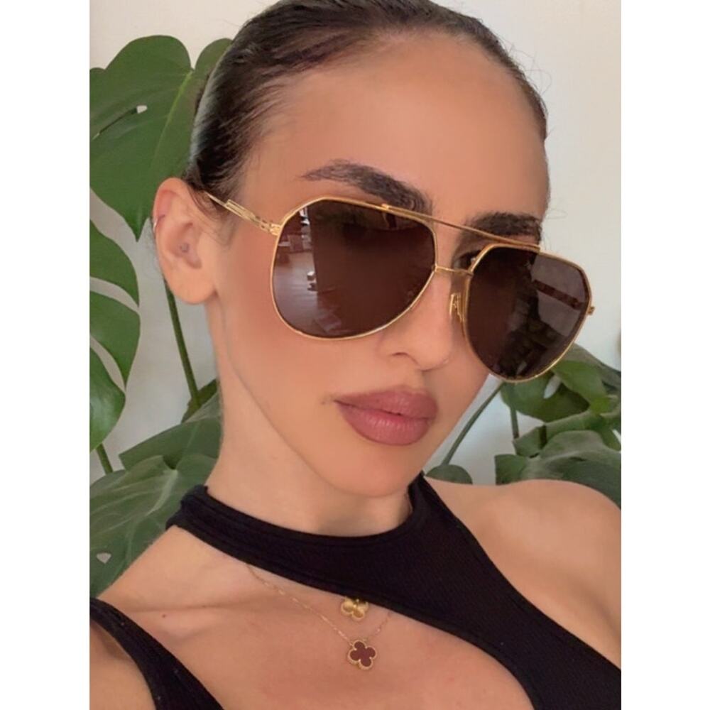 NEW Bottega Veneta BV1465S Gold Aviator Sunglasses $510